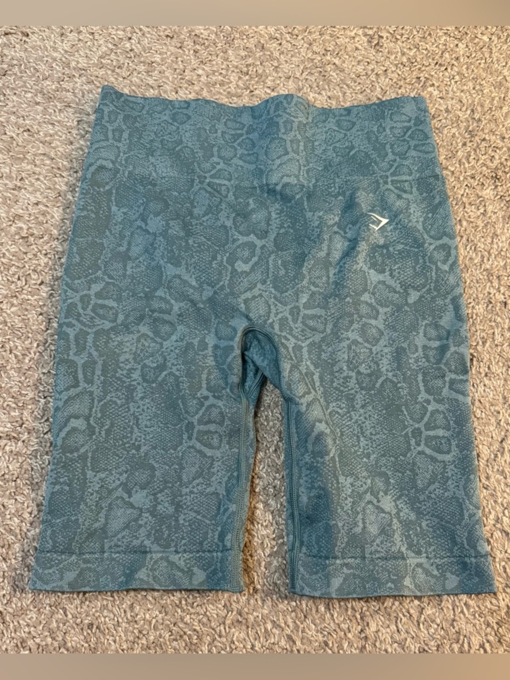 Gymshark Teal Snake Print Seamless Biker Shorts High Waisted Workout Size Large